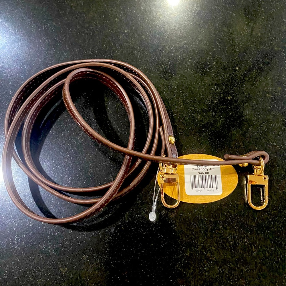Brown leather 48 inch cross body strap